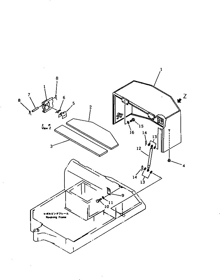 Схема запчастей Komatsu PC05-6 - КАБИНА(№-) ЧАСТИ КОРПУСА