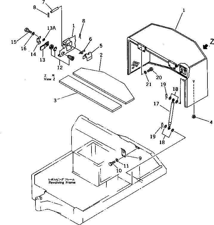 Схема запчастей Komatsu PC05-6 - КАБИНА(№-) ЧАСТИ КОРПУСА