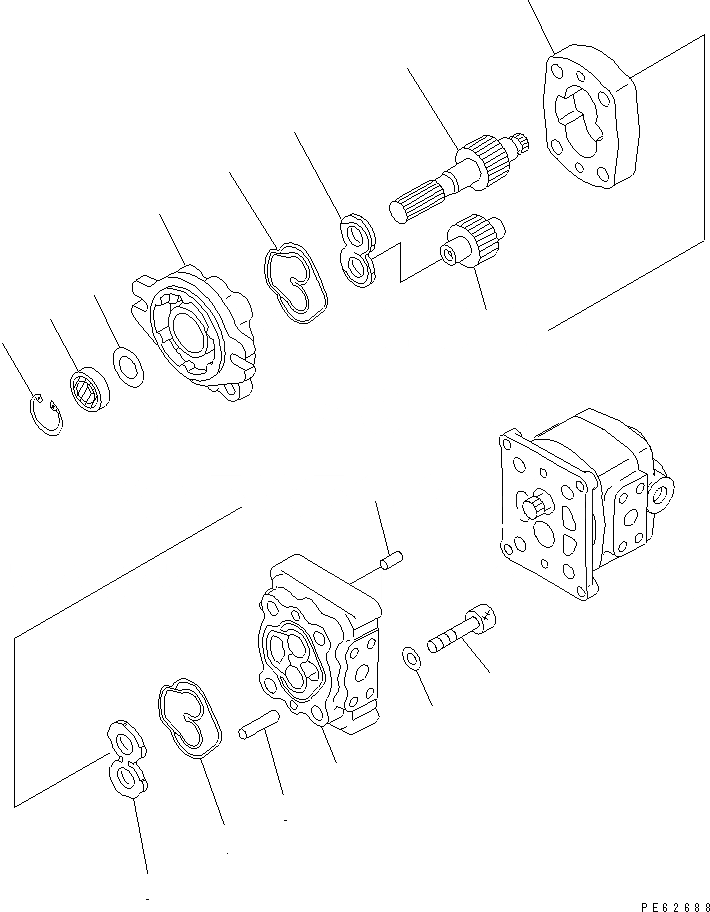 Схема запчастей Komatsu PC05-7 - ГИДР. НАСОС. (/) (КРОМЕ ЯПОН.) (ВНУТР. ЧАСТИ)(№7-) ГИДРАВЛИКА