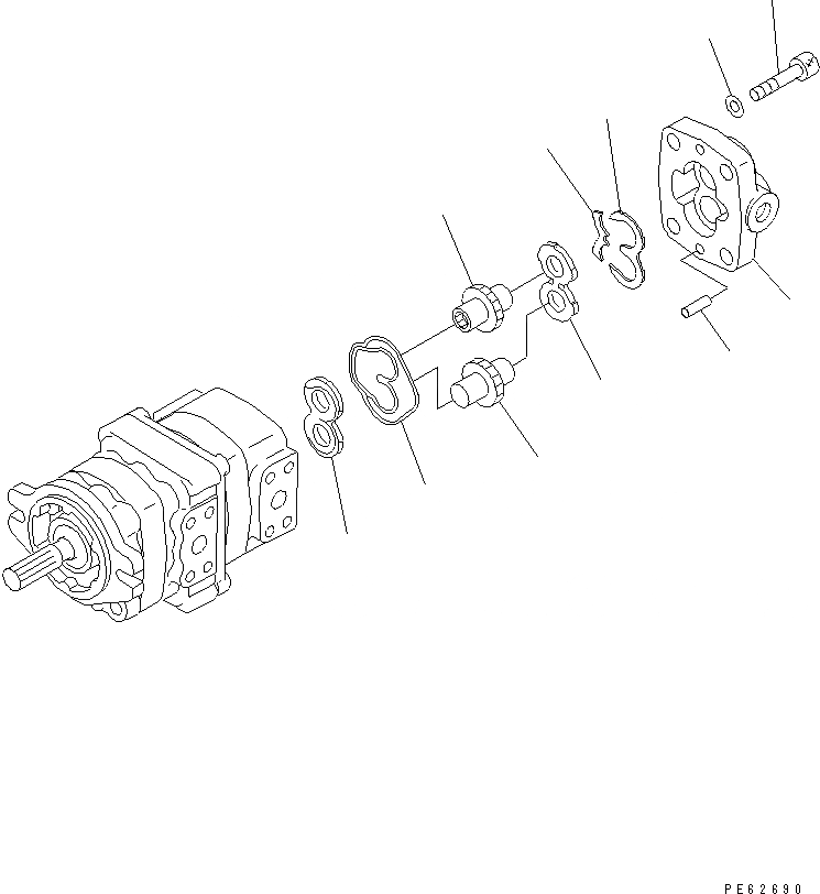 Схема запчастей Komatsu PC05-7 - ГИДР. НАСОС. (/) (КРОМЕ ЯПОН.) (ВНУТР. ЧАСТИ)(№7-) ГИДРАВЛИКА