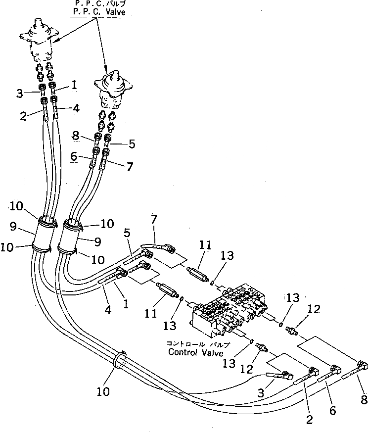 Схема запчастей Komatsu PC05-7 - P.P.C. ЛИНИЯ (/)(№7-) ГИДРАВЛИКА