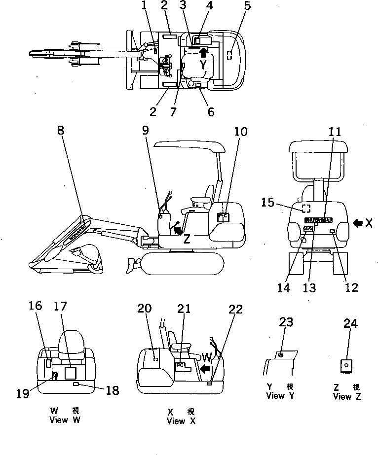 Схема запчастей Komatsu PC05-7 - МАРКИРОВКА (АНГЛ.)(№8-99) МАРКИРОВКА