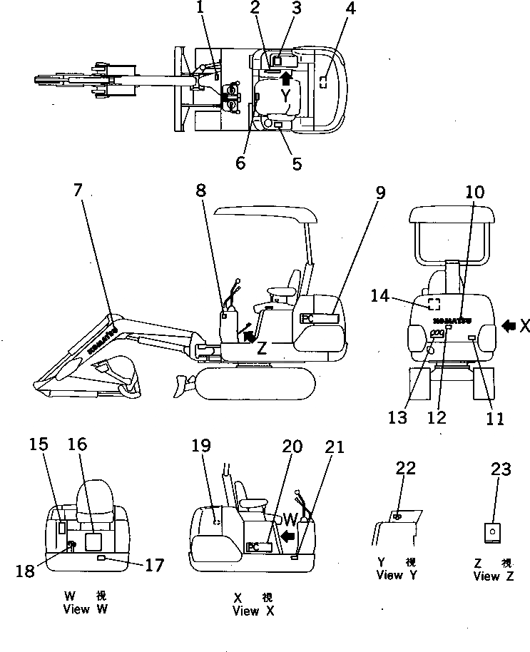 Схема запчастей Komatsu PC05-7 - МАРКИРОВКА (АНГЛ.)(№99-) МАРКИРОВКА