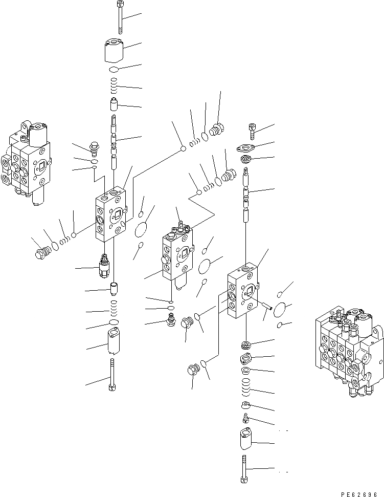 Схема запчастей Komatsu PC05-7 - ГИДРАВЛ УПРАВЛЯЮЩ. КЛАПАН (9-СЕКЦИОНН.) (/) (ВНУТР. ЧАСТИ)(№7-) ГИДРАВЛИКА