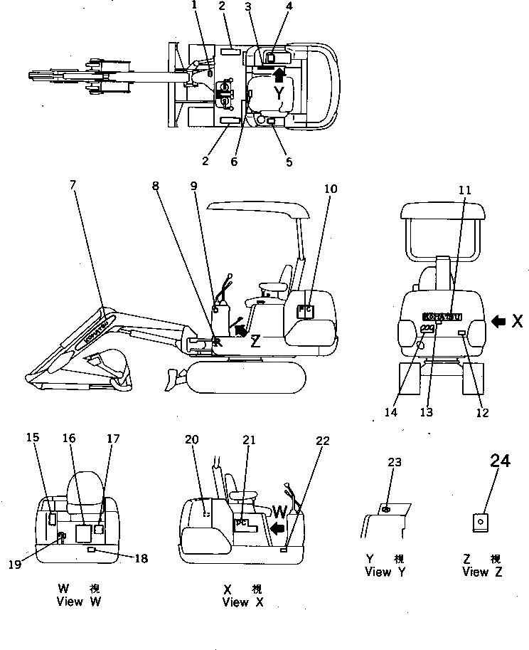 Схема запчастей Komatsu PC05-7 - МАРКИРОВКА (JIS PATTERN) (ЯПОН.)(№8-99) МАРКИРОВКА