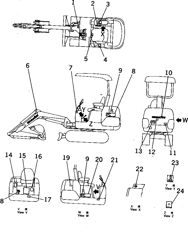 Схема запчастей Komatsu PC05-7 - МАРКИРОВКА (-WAY QUICK SHIFTER) (ЯПОН.)(№99-) МАРКИРОВКА