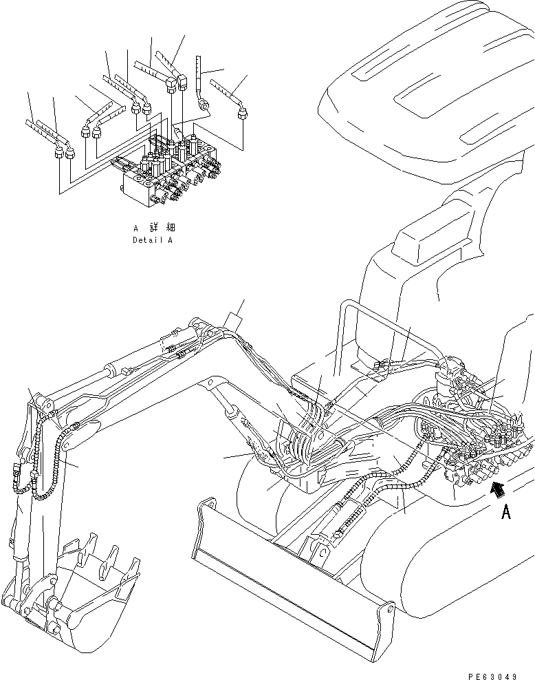 Схема запчастей Komatsu PC05-7 - ШЛАНГИ РАБОЧ. ОБОРУД-Я(№7-) ЧАСТИ BOOK