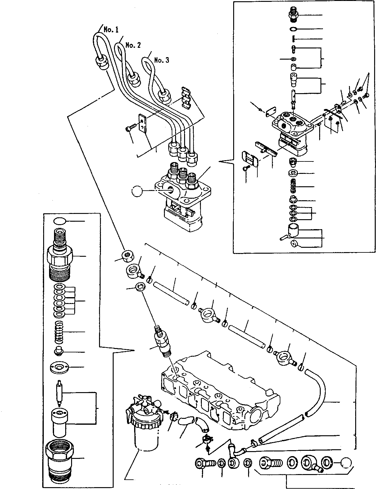 Схема запчастей Komatsu PC05-7 - ТОПЛИВН. ФОРСУНКА И СЛИВНАЯ ТРУБКА ДВИГАТЕЛЬ