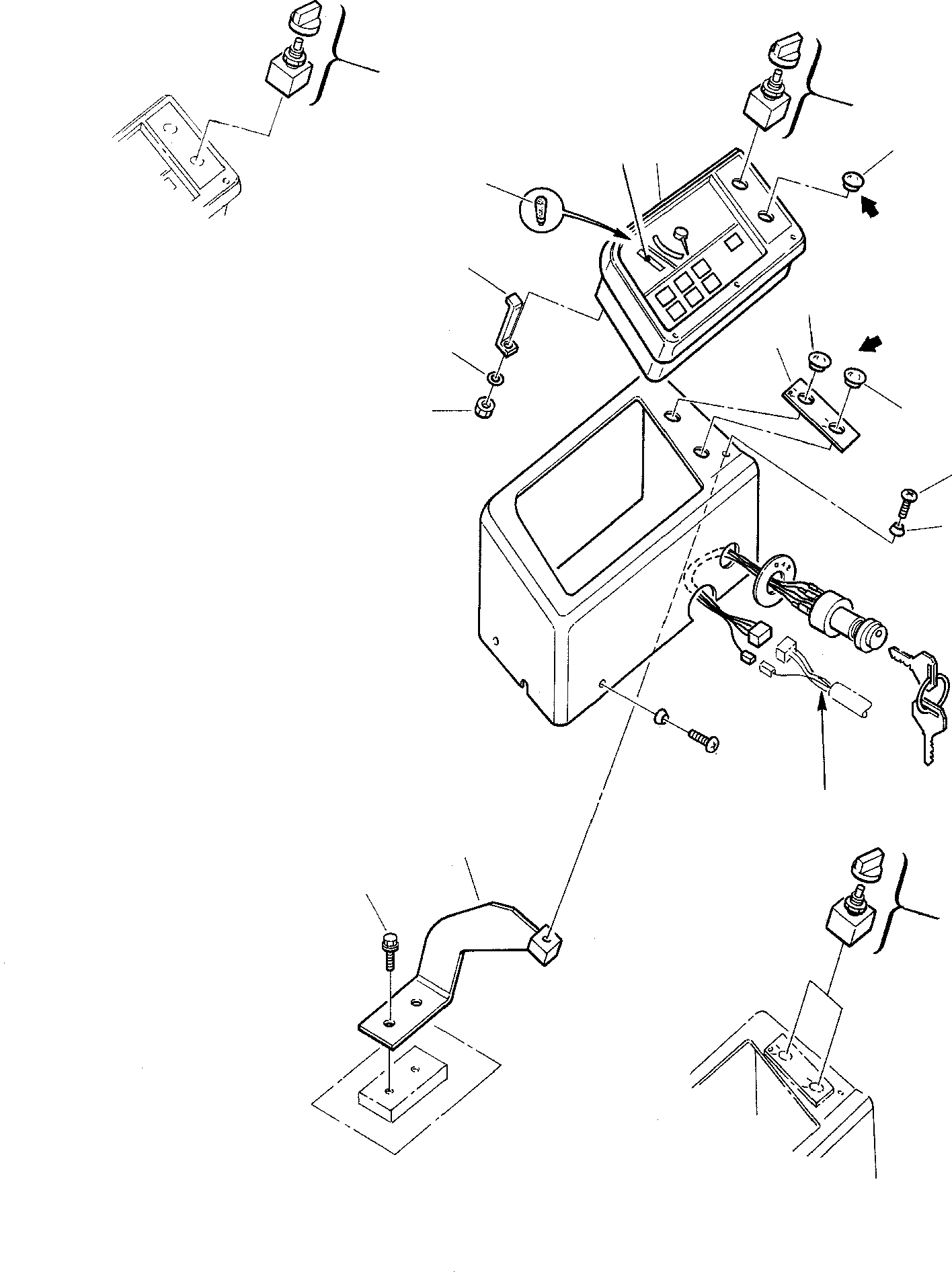 Схема запчастей Komatsu PC05-7 - ПАНЕЛЬ ПРИБОРОВ КОМПОНЕНТЫ ДВИГАТЕЛЯ И ЭЛЕКТРИКА