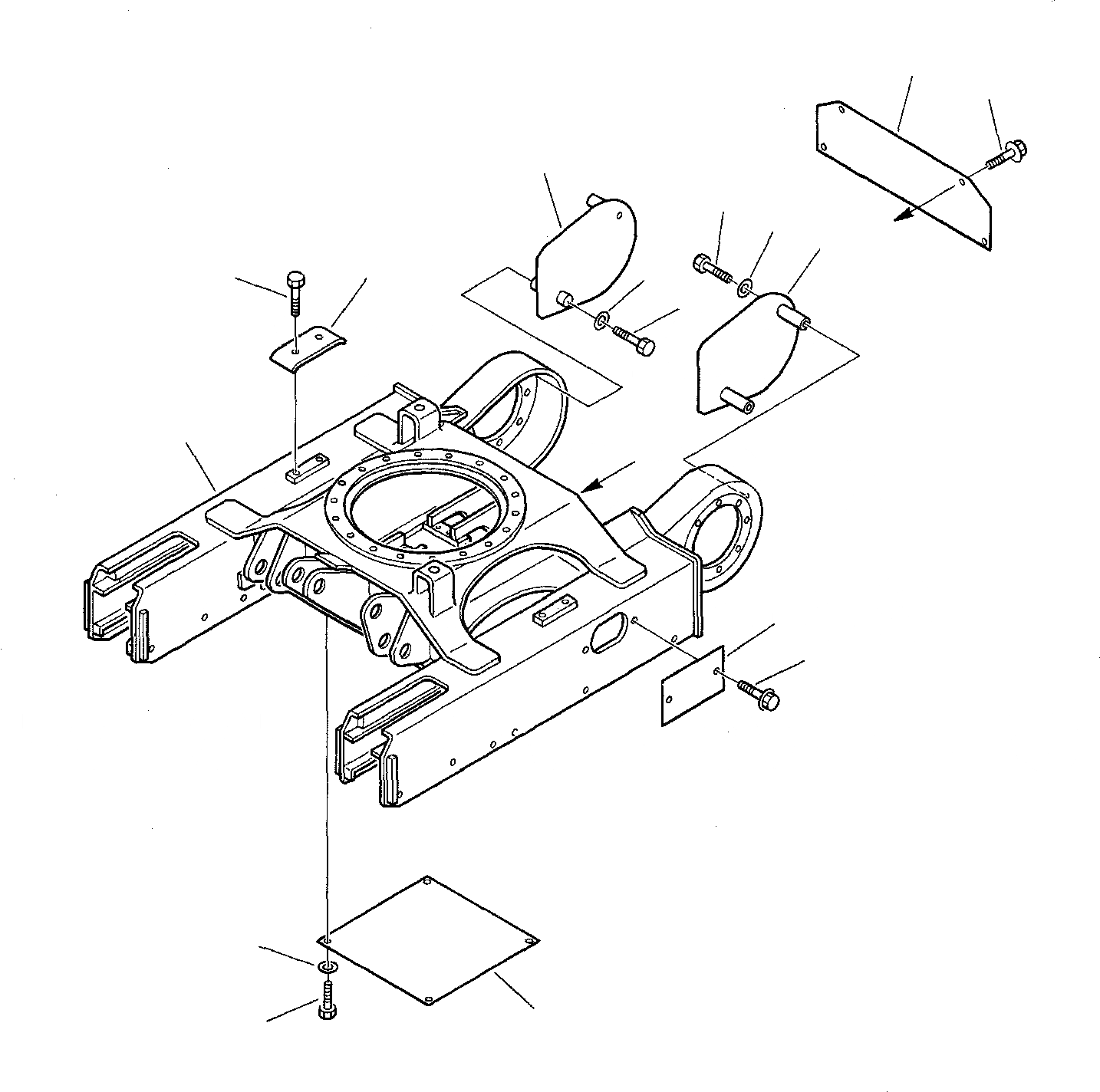 Схема запчастей Komatsu PC05-7 - ГУСЕНИЧНАЯ РАМА (ДЛЯ РЕЗИН. SHOE) ХОДОВАЯ