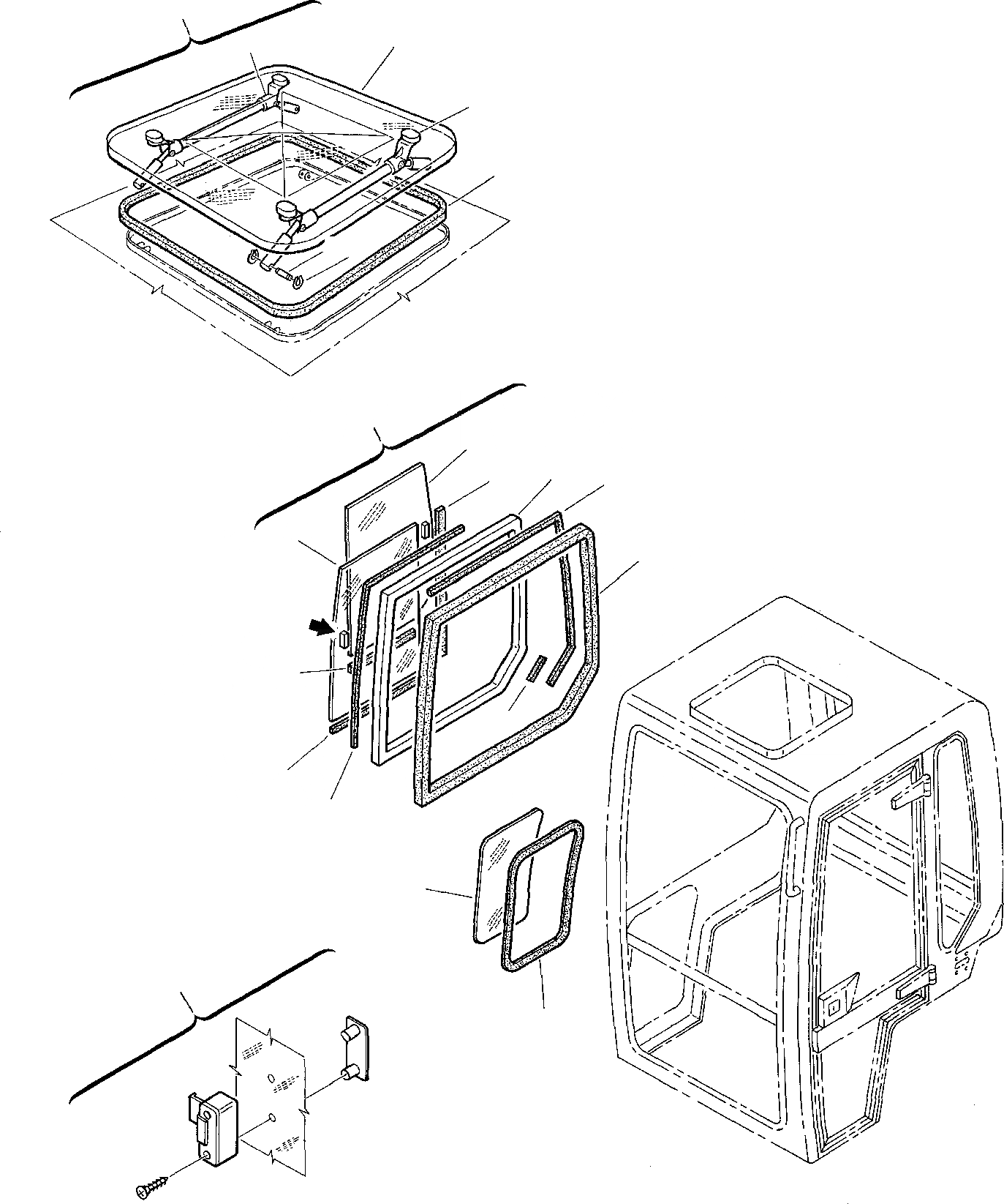 Схема запчастей Komatsu PC05-7 - КАБИНА (TH ЧАСТЬ) ЧАСТИ КОРПУСА И КАБИНА