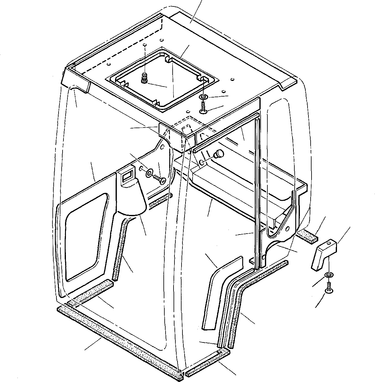 Схема запчастей Komatsu PC05-7 - КАБИНА (TH ЧАСТЬ) ЧАСТИ КОРПУСА И КАБИНА