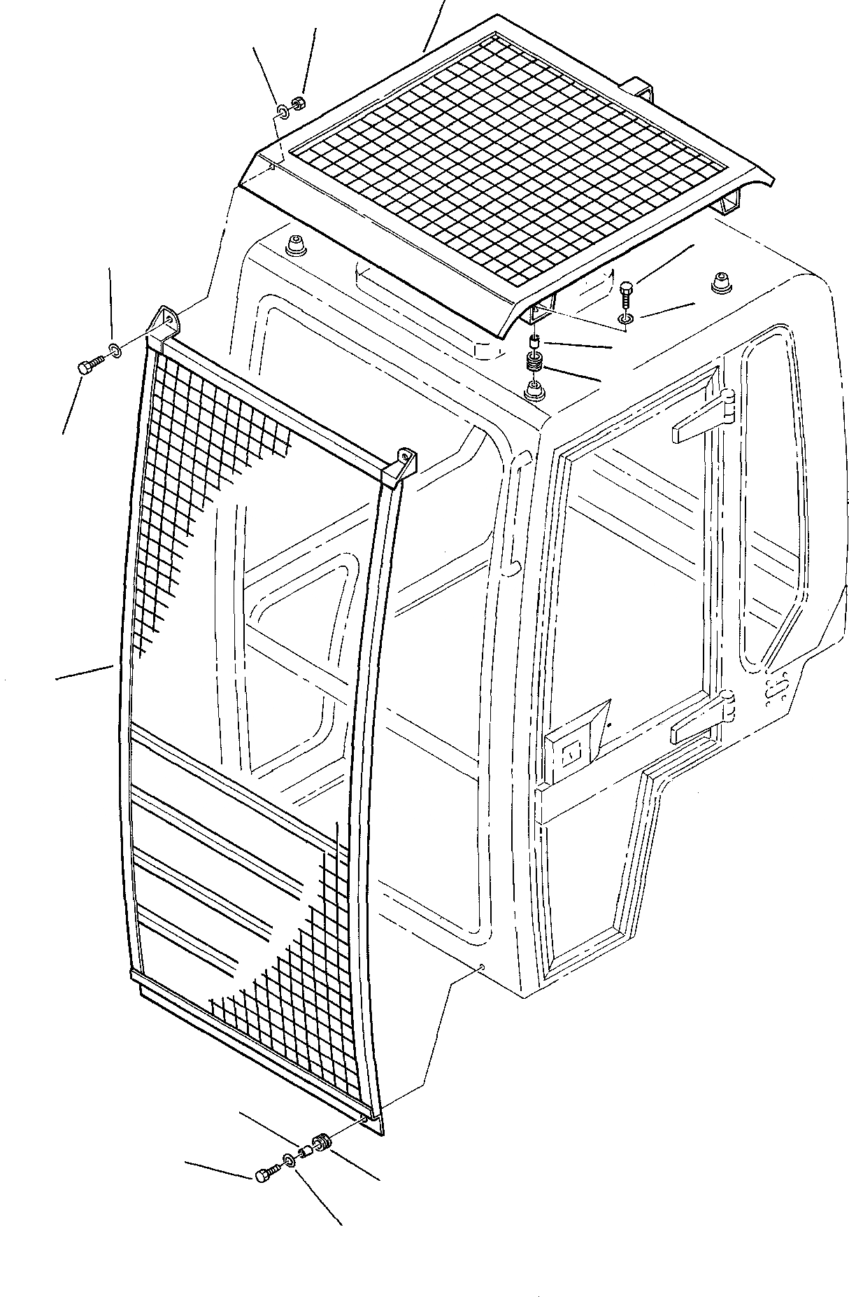 Схема запчастей Komatsu PC05-7 - TOP И ФРОНТАЛЬНАЯ ЗАЩИТА (КАБИНА) ЧАСТИ КОРПУСА И КАБИНА