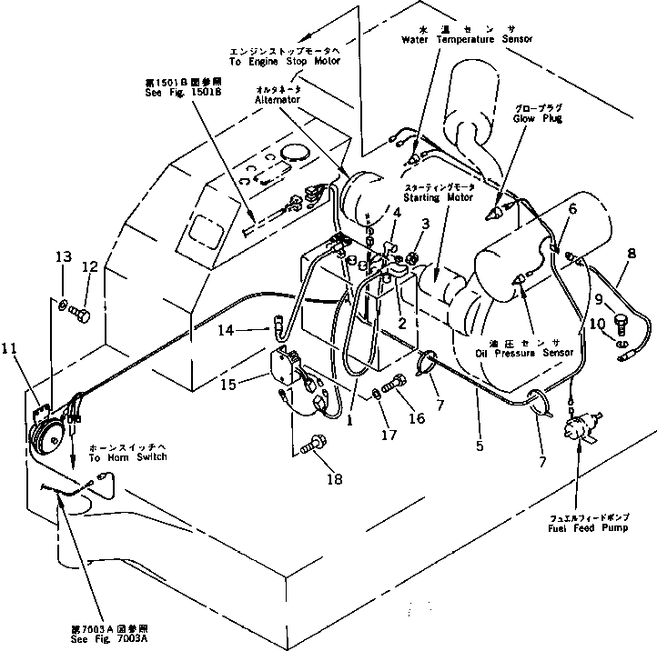 Схема запчастей Komatsu PC07-1 - ЭЛЕКТРИКА (/) (ШАССИ ЛИНИЯ)(№9-) КОМПОНЕНТЫ ДВИГАТЕЛЯ И ЭЛЕКТРИКА