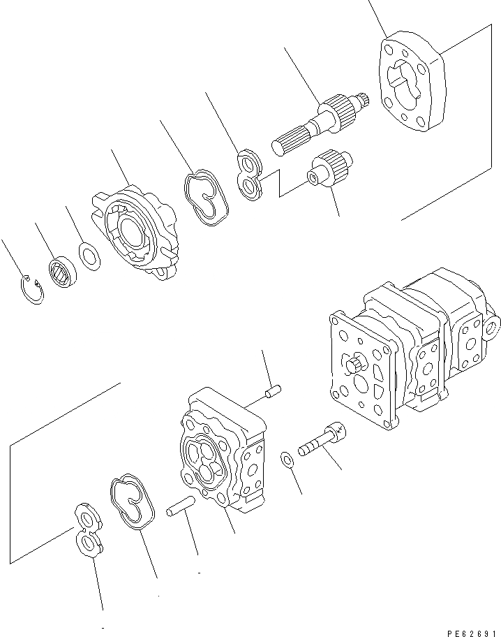 Схема запчастей Komatsu PC07-2 - ГИДР. НАСОС. (/) (ДЛЯ ЯПОН.) (ВНУТР. ЧАСТИ)(№-) ГИДРАВЛИКА