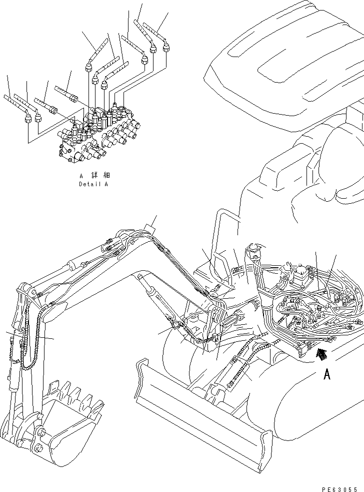 Схема запчастей Komatsu PC07-2 - ШЛАНГИ РАБОЧ. ОБОРУД-Я(№-) ЧАСТИ BOOK