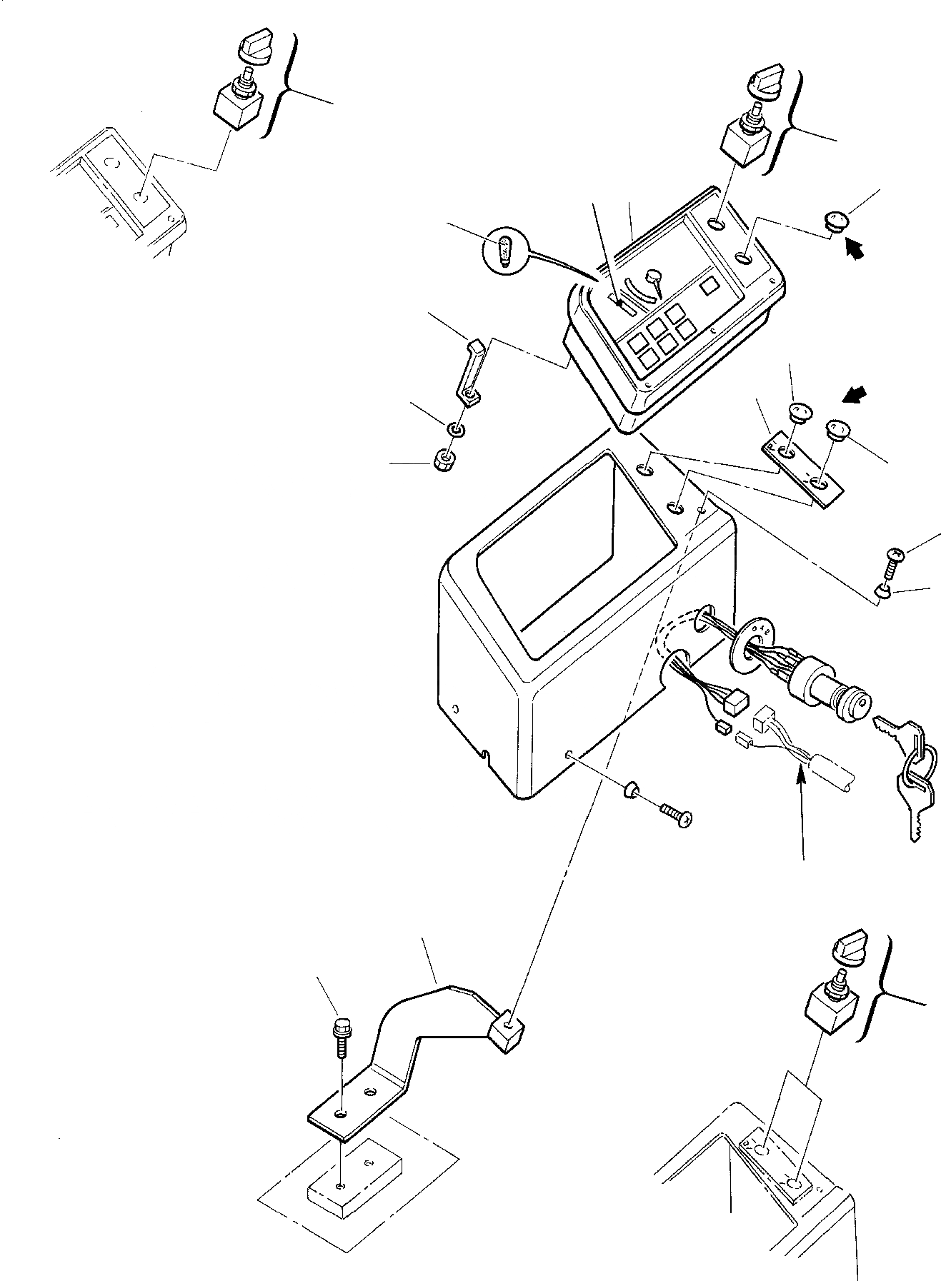 Схема запчастей Komatsu PC07-2 - ПАНЕЛЬ ПРИБОРОВ КОМПОНЕНТЫ ДВИГАТЕЛЯ И ЭЛЕКТРИКА