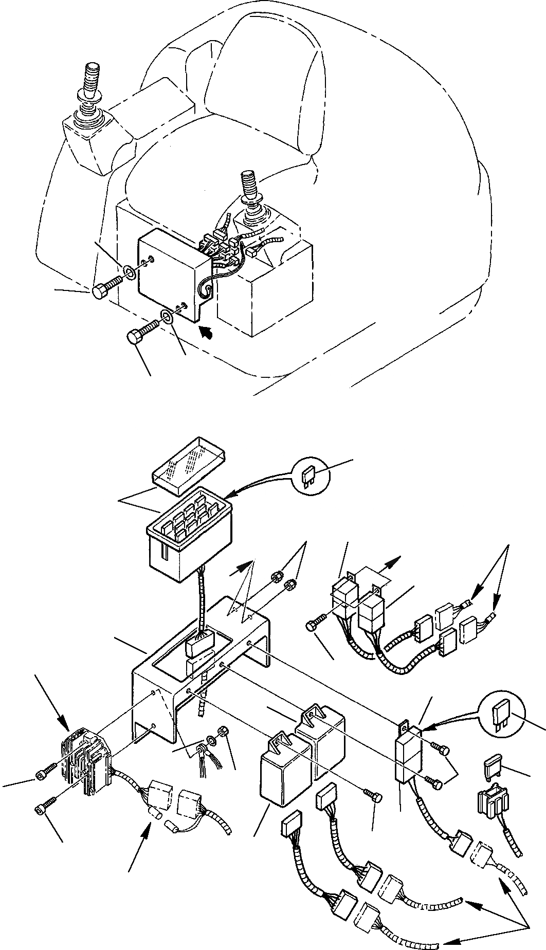 Схема запчастей Komatsu PC07-2 - ЭЛЕКТРИКА (ПРЕДОХРАНИТЕЛЬ КОРПУС И РЕЛЕ) КОМПОНЕНТЫ ДВИГАТЕЛЯ И ЭЛЕКТРИКА