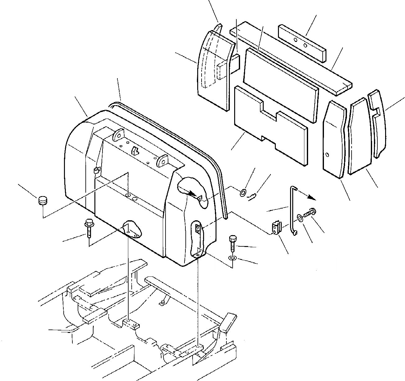 Схема запчастей Komatsu PC07-2 - КАПОТ (/) ЧАСТИ КОРПУСА И КАБИНА