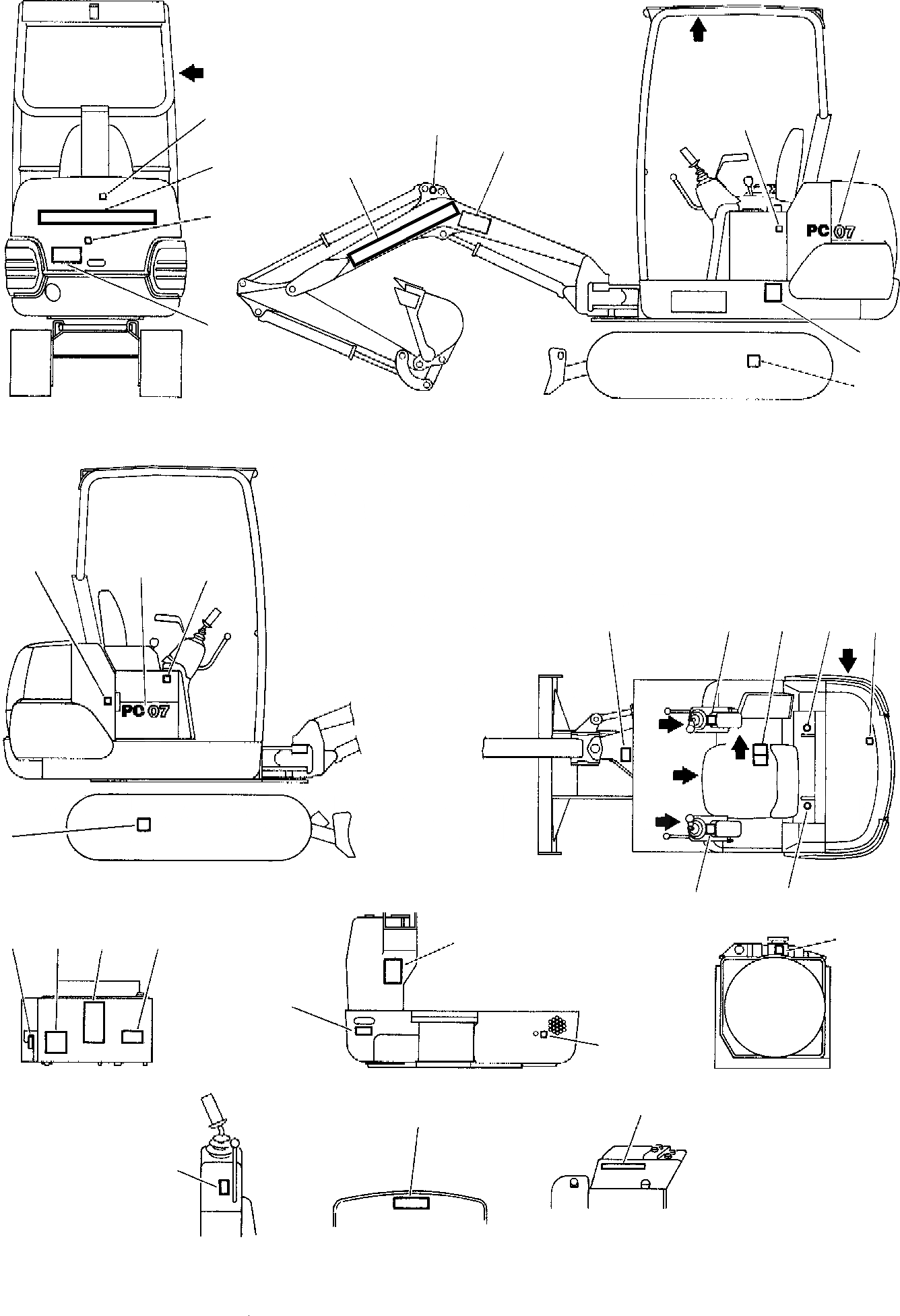 Схема запчастей Komatsu PC07-2 - МАРКИРОВКА (НАВЕС) МАРКИРОВКА