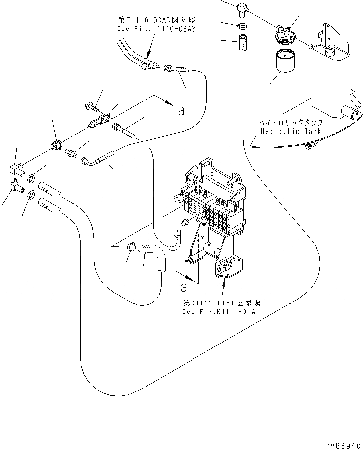 Схема запчастей Komatsu PC08UU-1-A - ВОЗВРАТНАЯ ЛИНИЯ(ДЛЯ МОЛОТА РУКОЯТЬ) ГИДРАВЛИКА