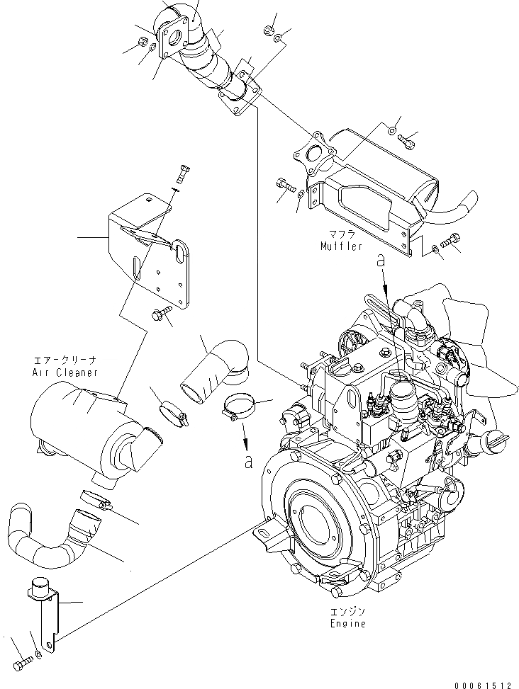 Схема запчастей Komatsu PC09-1 - КРЕПЛЕНИЕ ДВИГАТЕЛЯ (ВОЗДУХООЧИСТИТЕЛЬ И ГЛУШИТЕЛЬ) КОМПОНЕНТЫ ДВИГАТЕЛЯ