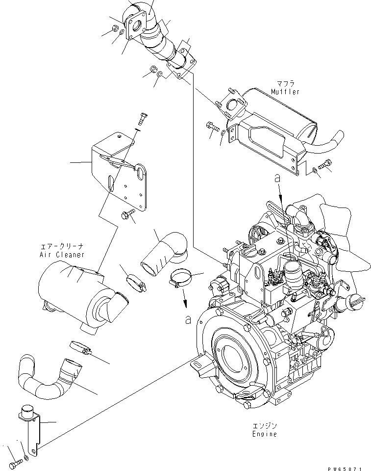 Схема запчастей Komatsu PC09-1-A - КРЕПЛЕНИЕ ДВИГАТЕЛЯ (ВОЗДУХООЧИСТИТЕЛЬ И ГЛУШИТЕЛЬ) КОМПОНЕНТЫ ДВИГАТЕЛЯ