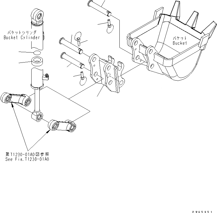 Схема запчастей Komatsu PC09-1-A - КОВШ БЫСТРОСЪЕМН. МЕХ-М РАБОЧЕЕ ОБОРУДОВАНИЕ