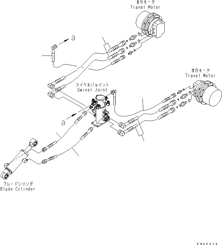 Схема запчастей Komatsu PC09-1-B - НИЖН. ТРУБЫ (МОТОР ХОДА ЛИНИЯ) (ФИКС. GAUGE СПЕЦ-Я.) НИЖНЯЯ ГИДРОЛИНИЯ И ЛИНИЯ ХОДА