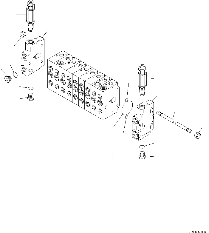 Схема запчастей Komatsu PC09-1-B - УПРАВЛЯЮЩ. КЛАПАН (9-СЕКЦИОНН.) (/) (ВНУТР. ЧАСТИ) (ФИКС. GAUGE СПЕЦ-Я.) ОСНОВН. КОМПОНЕНТЫ И РЕМКОМПЛЕКТЫ