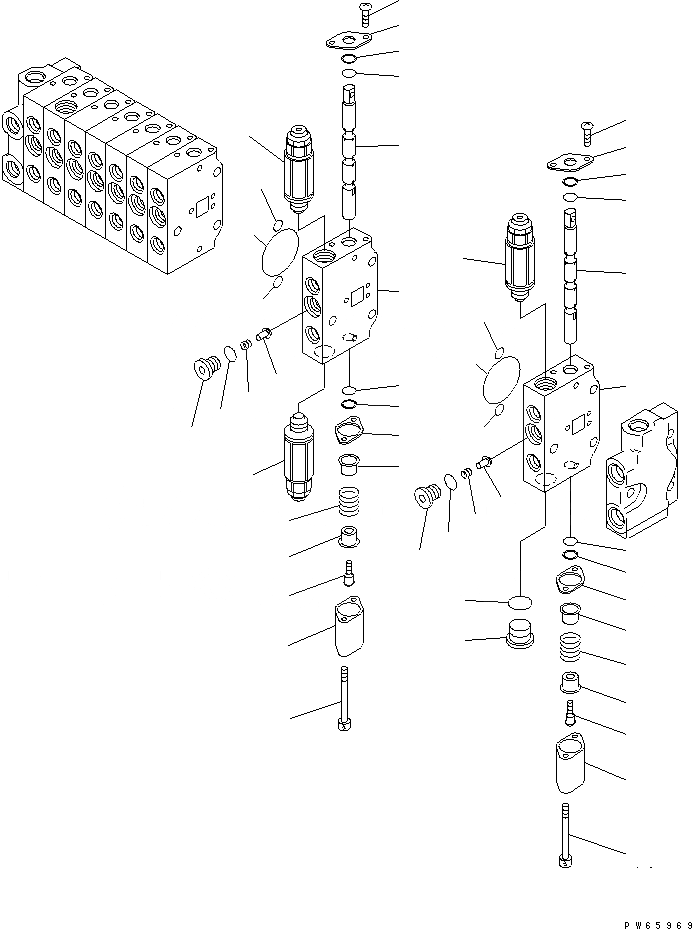 Схема запчастей Komatsu PC09-1-B - УПРАВЛЯЮЩ. КЛАПАН (9-СЕКЦИОНН.) (/) (ВНУТР. ЧАСТИ) (ФИКС. GAUGE СПЕЦ-Я.) ОСНОВН. КОМПОНЕНТЫ И РЕМКОМПЛЕКТЫ