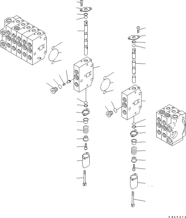 Схема запчастей Komatsu PC09-1-B - УПРАВЛЯЮЩ. КЛАПАН (9-СЕКЦИОНН.) (/) (ВНУТР. ЧАСТИ) (ФИКС. GAUGE СПЕЦ-Я.) ОСНОВН. КОМПОНЕНТЫ И РЕМКОМПЛЕКТЫ