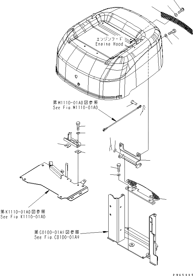 Схема запчастей Komatsu PC09-1 - КАПОТ (КОМПОНЕНТЫ) (С РЕМЕНЬ БЕЗОПАСНОСТИ) ЧАСТИ КОРПУСА