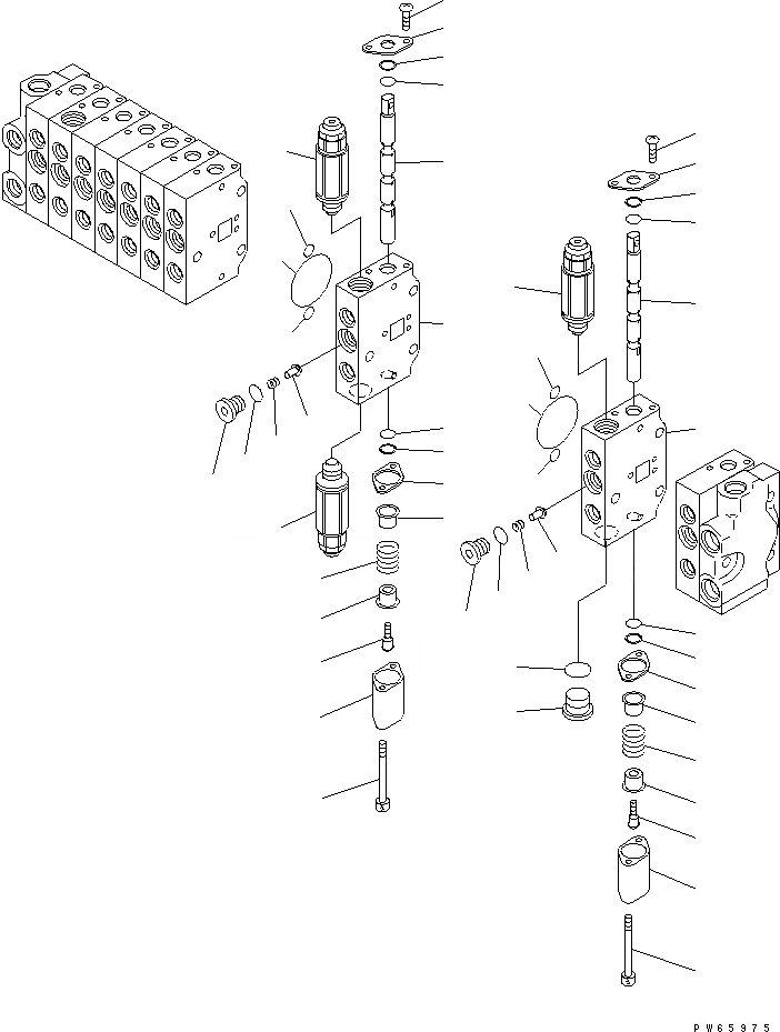 Схема запчастей Komatsu PC09-1 - УПРАВЛЯЮЩ. КЛАПАН (-СЕКЦ.) (/) (ВНУТР. ЧАСТИ) (ISO SHIFT PATTERN) ОСНОВН. КОМПОНЕНТЫ И РЕМКОМПЛЕКТЫ