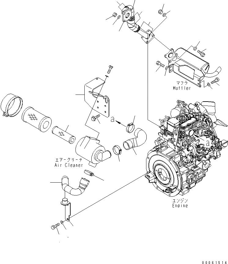 Схема запчастей Komatsu PC09-1 - КРЕПЛЕНИЕ ДВИГАТЕЛЯ (ВОЗДУХООЧИСТИТЕЛЬ И ГЛУШИТЕЛЬ) (ДВОЙНОЙ ЭЛЕМЕНТ) (КРОМЕ ЯПОН.)(№-) КОМПОНЕНТЫ ДВИГАТЕЛЯ