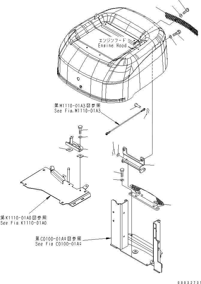 Схема запчастей Komatsu PC09-1 - КАПОТ (КОМПОНЕНТЫ) (С РЕМЕНЬ БЕЗОПАСНОСТИ)(№-) ЧАСТИ КОРПУСА