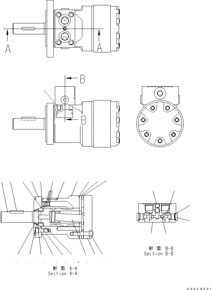 Схема запчастей Komatsu PC09-1 - МОТОР ПОВОРОТА (ВНУТР. ЧАСТИ)(№-) ОСНОВН. КОМПОНЕНТЫ И РЕМКОМПЛЕКТЫ