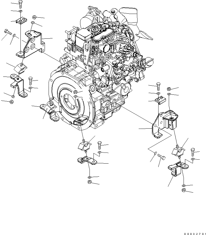Схема запчастей Komatsu PC09-1 - КРЕПЛЕНИЕ ДВИГАТЕЛЯ (КОРПУС)(№-) КОМПОНЕНТЫ ДВИГАТЕЛЯ