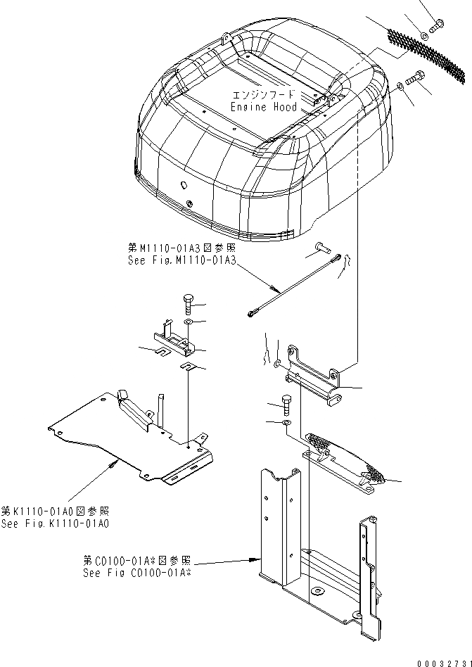 Схема запчастей Komatsu PC09-1 - КАПОТ (КОМПОНЕНТЫ) (С РЕМЕНЬ БЕЗОПАСНОСТИ)(№-) ЧАСТИ КОРПУСА