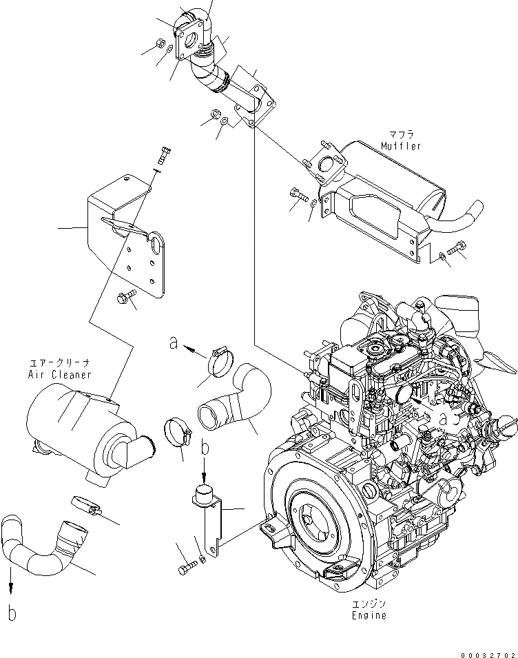 Схема запчастей Komatsu PC09-1 - КРЕПЛЕНИЕ ДВИГАТЕЛЯ (ВОЗДУХООЧИСТИТЕЛЬ И ГЛУШИТЕЛЬ) (ОДИНОЧН. ЭЛЕМЕНТ)(№-@) КОМПОНЕНТЫ ДВИГАТЕЛЯ