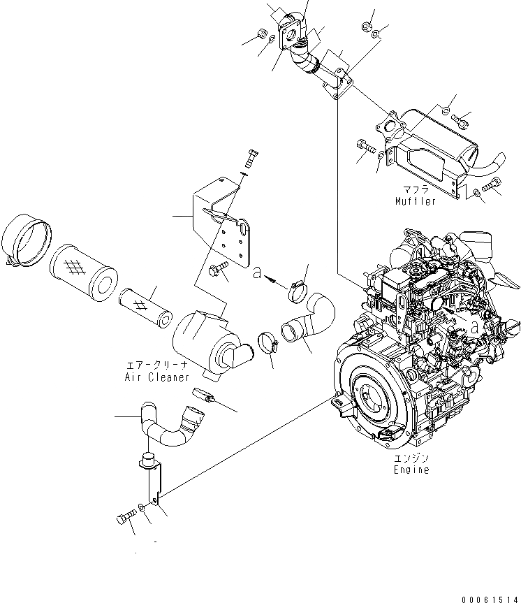Схема запчастей Komatsu PC09-1 - КРЕПЛЕНИЕ ДВИГАТЕЛЯ (ВОЗДУХООЧИСТИТЕЛЬ И ГЛУШИТЕЛЬ) (ДВОЙНОЙ ЭЛЕМЕНТ) (КРОМЕ ЯПОН.)(№-) КОМПОНЕНТЫ ДВИГАТЕЛЯ