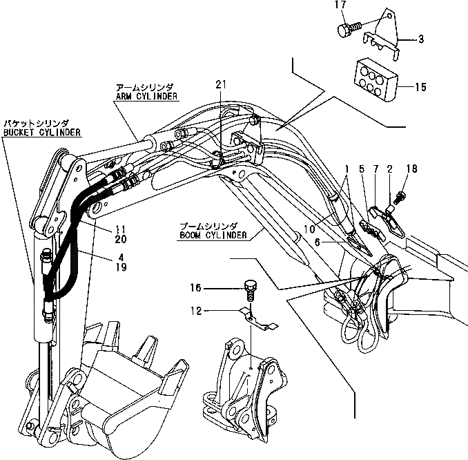 Схема запчастей Komatsu PC09FR-1 - ГИДРОЛИНИЯ (СТРЕЛА¤РУКОЯТЬ И ЦИЛИНДР КОВША) УПРАВЛ-Е РАБОЧИМ ОБОРУДОВАНИЕМ