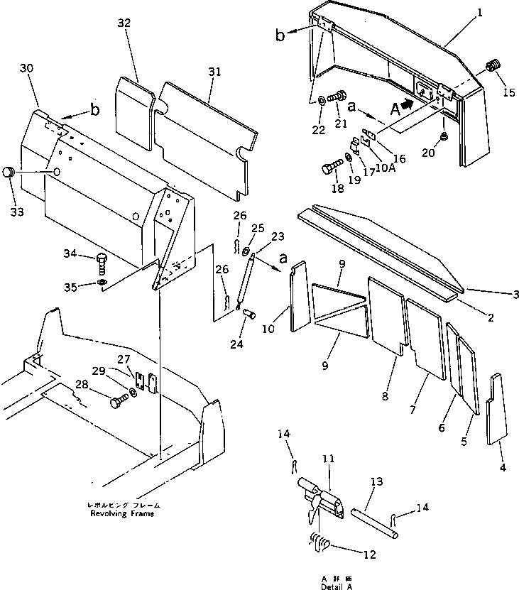 Схема запчастей Komatsu PC10-6 - КАБИНА(№-) ЧАСТИ КОРПУСА