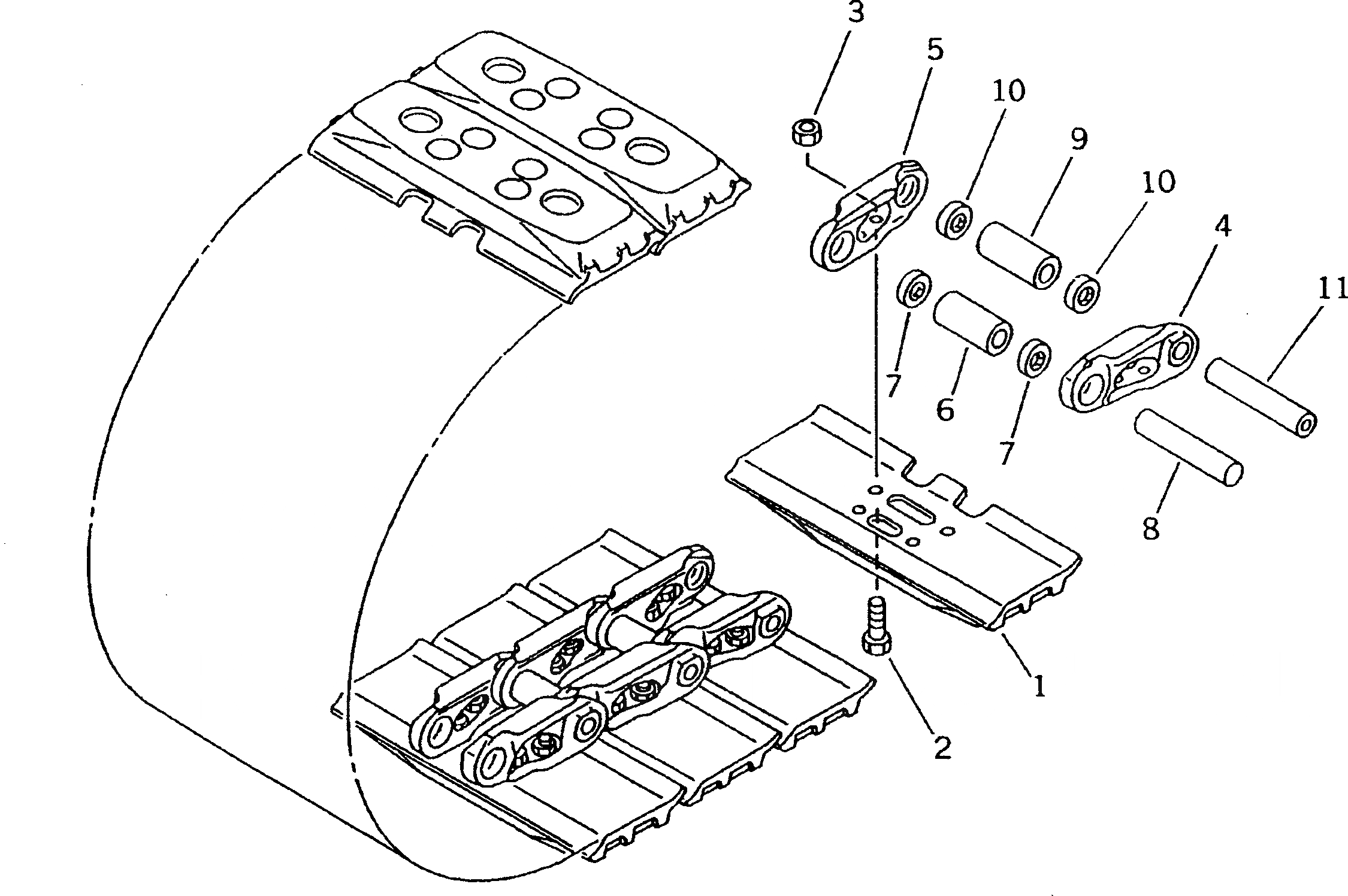 Схема запчастей Komatsu PC100-5C - ГУСЕНИЦЫ (РЕЗИН. ГРУНТОЗАЦЕП) (PC-C SERIAL NO.8-) ХОД И ХОДОВАЯ