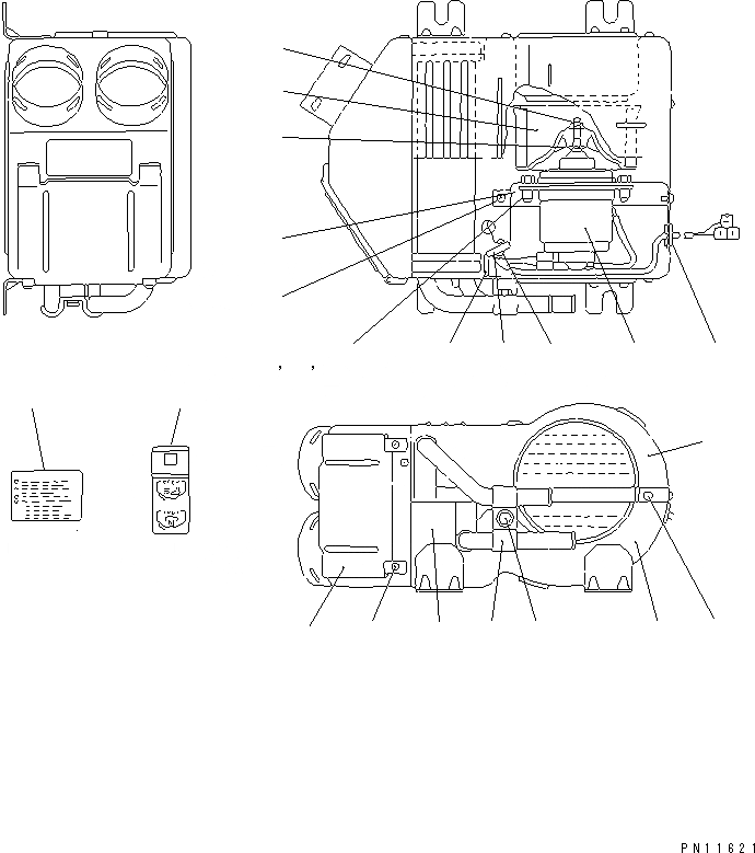 Схема запчастей Komatsu PC100-5C - ОТОПИТЕЛЬ (С АНТИОБЛЕДЕНИТЕЛЬ) (КРОМЕ ЯПОН.) ЧАСТИ КОРПУСА