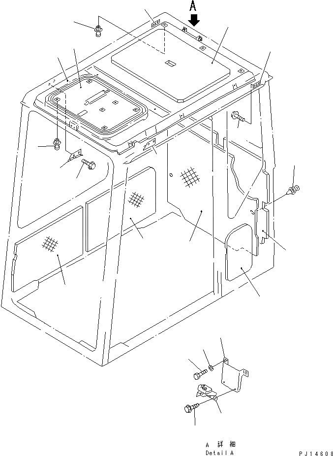 Схема запчастей Komatsu PC100-5S - КАБИНА (/7) (ВНУТР. ПОКРЫТИЕ) ЧАСТИ КОРПУСА