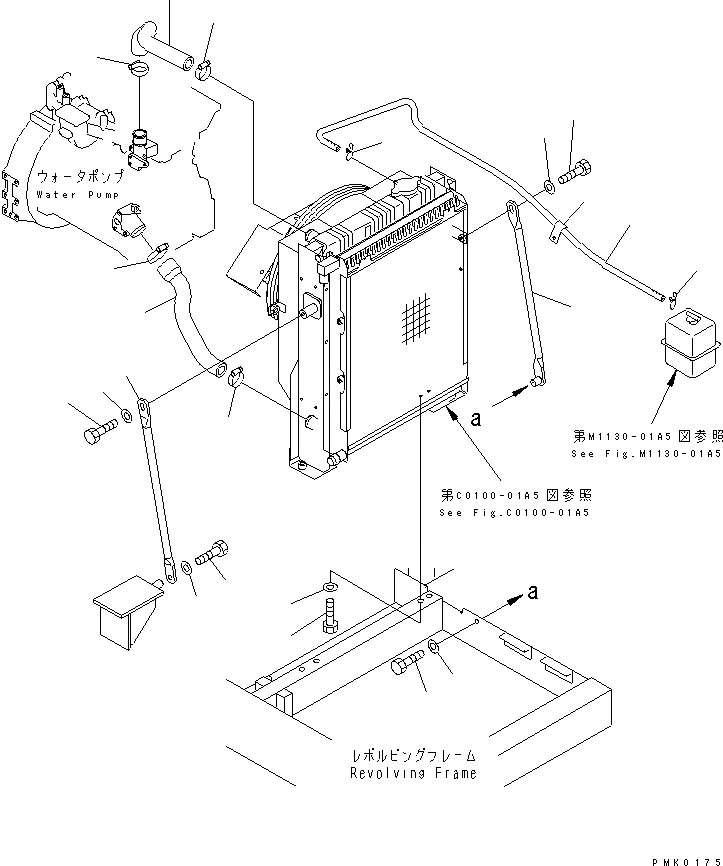 Схема запчастей Komatsu PC100-6Z - ОХЛАЖД-Е (ТРУБЫ И КРЕПЛЕНИЕ)(№-) СИСТЕМА ОХЛАЖДЕНИЯ