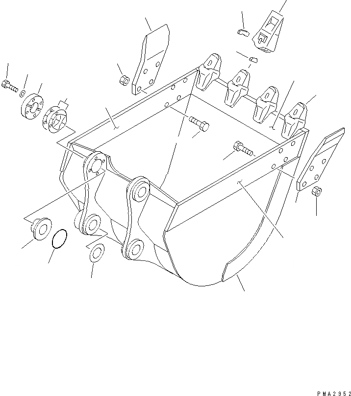 Схема запчастей Komatsu PC100-6Z - КОВШ¤ .M (CECE .M) ШИР. 8MM (ВЕРТИКАЛЬН. ПАЛЕЦ) (УСИЛЕНН.) РАБОЧЕЕ ОБОРУДОВАНИЕ