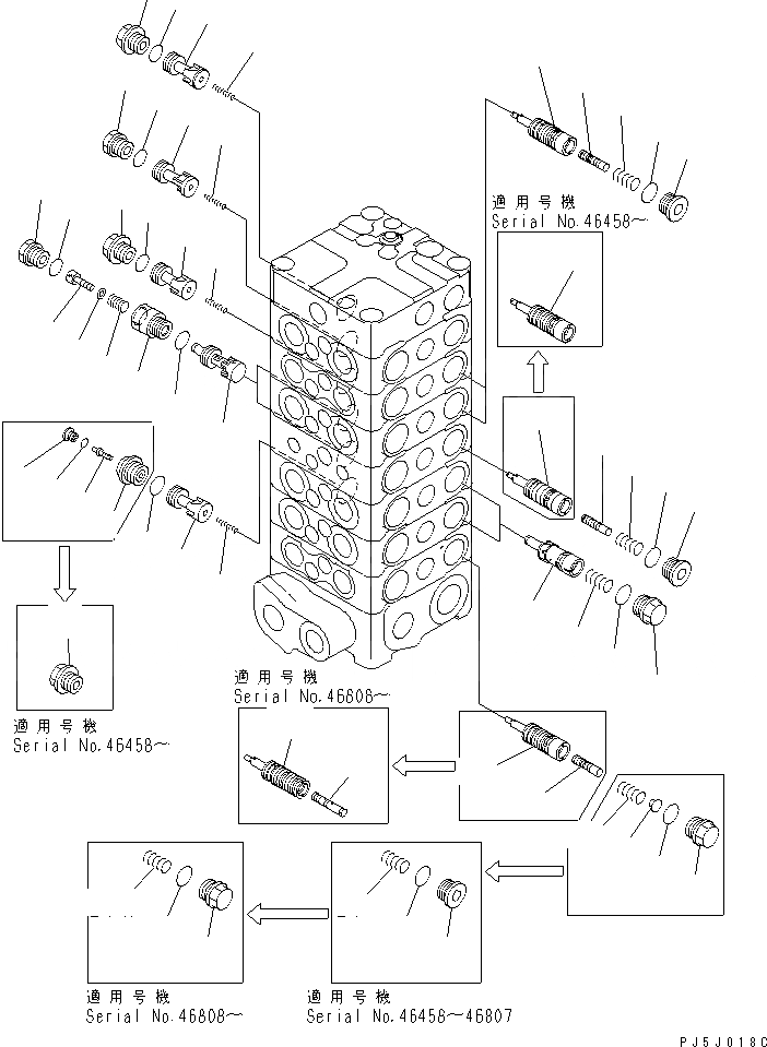 Схема запчастей Komatsu PC100-6Z - ОСНОВН. КЛАПАН (7-КЛАПАН) (/) (CUSTOM)(№8-8) ОСНОВН. КОМПОНЕНТЫ И РЕМКОМПЛЕКТЫ