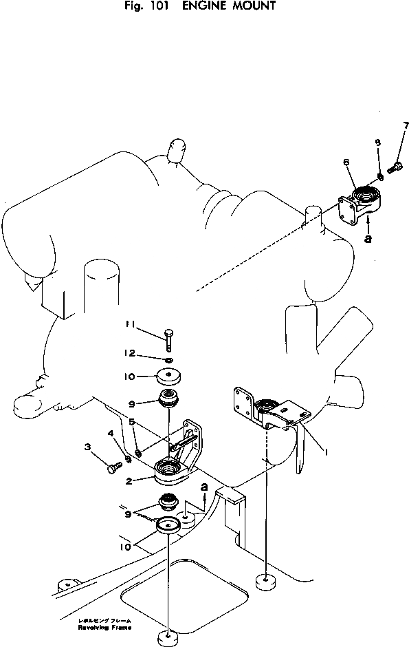 Схема запчастей Komatsu PC100-1 - КРЕПЛЕНИЕ ДВИГАТЕЛЯ КОМПОНЕНТЫ ДВИГАТЕЛЯ И ЭЛЕКТРИКА